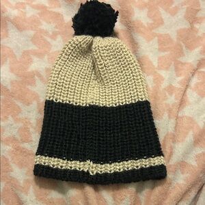 Crochet Kids Black and Cream Knit Beanie
